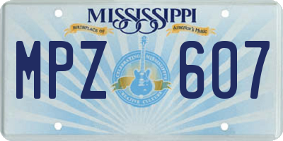 MS license plate MPZ607
