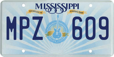 MS license plate MPZ609