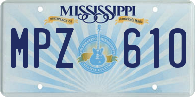 MS license plate MPZ610