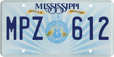 MS license plate MPZ612