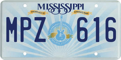 MS license plate MPZ616