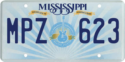 MS license plate MPZ623