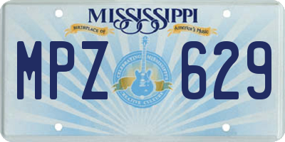 MS license plate MPZ629