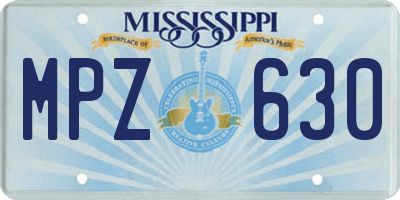 MS license plate MPZ630