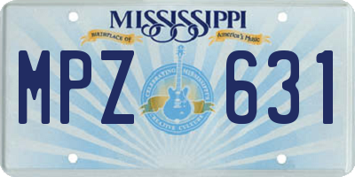 MS license plate MPZ631