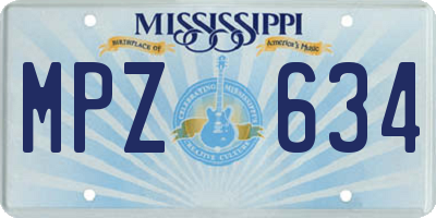 MS license plate MPZ634