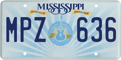 MS license plate MPZ636