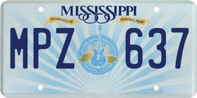 MS license plate MPZ637