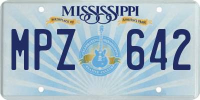 MS license plate MPZ642