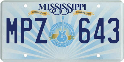 MS license plate MPZ643
