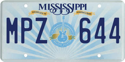 MS license plate MPZ644
