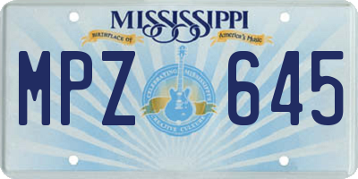 MS license plate MPZ645