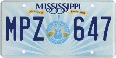 MS license plate MPZ647