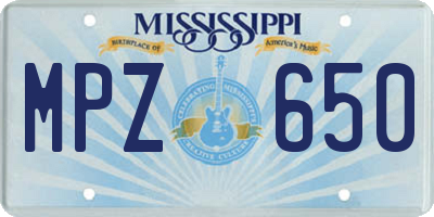 MS license plate MPZ650