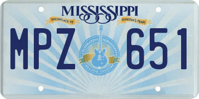MS license plate MPZ651
