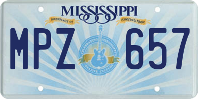MS license plate MPZ657