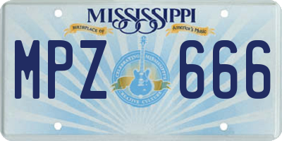 MS license plate MPZ666