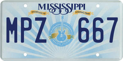 MS license plate MPZ667