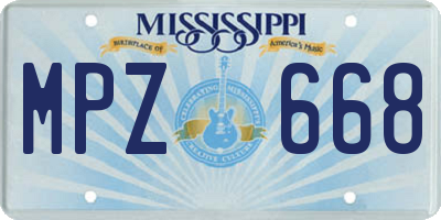 MS license plate MPZ668