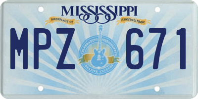MS license plate MPZ671