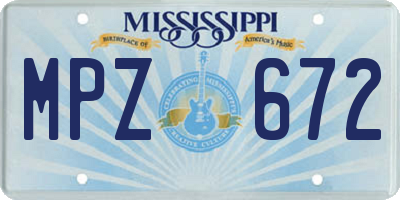 MS license plate MPZ672