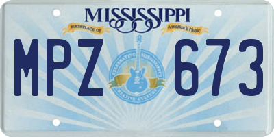 MS license plate MPZ673