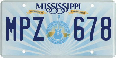 MS license plate MPZ678