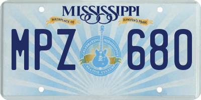 MS license plate MPZ680