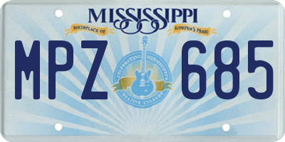 MS license plate MPZ685