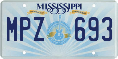 MS license plate MPZ693