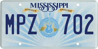 MS license plate MPZ702