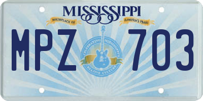 MS license plate MPZ703