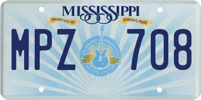 MS license plate MPZ708