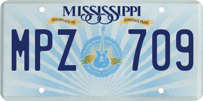 MS license plate MPZ709