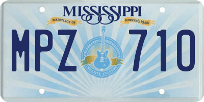 MS license plate MPZ710
