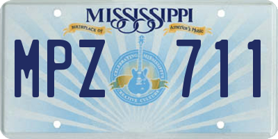 MS license plate MPZ711
