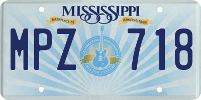 MS license plate MPZ718