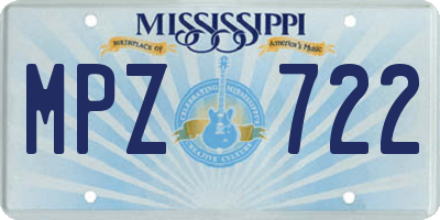 MS license plate MPZ722