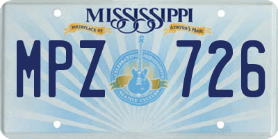MS license plate MPZ726