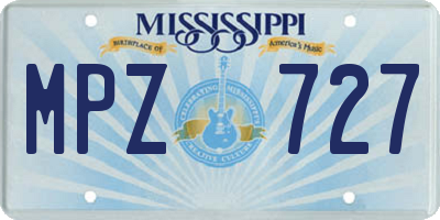 MS license plate MPZ727
