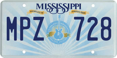 MS license plate MPZ728
