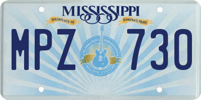 MS license plate MPZ730