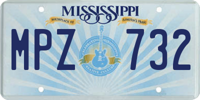 MS license plate MPZ732
