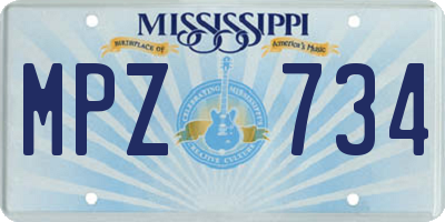 MS license plate MPZ734