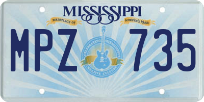 MS license plate MPZ735