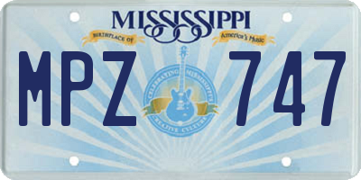 MS license plate MPZ747