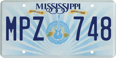 MS license plate MPZ748