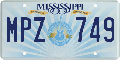 MS license plate MPZ749