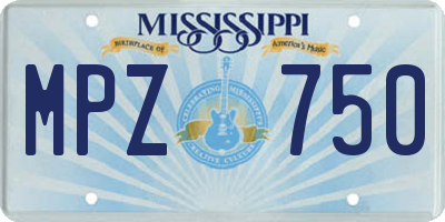 MS license plate MPZ750