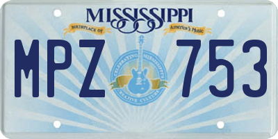 MS license plate MPZ753